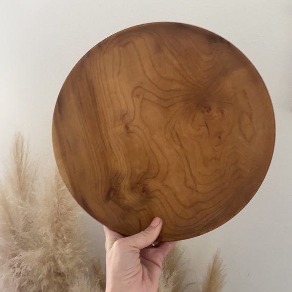Myrtlewood wooden round tray modern farmhouse decor - Picture 3 of 16